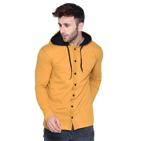 Stylish Blend Solid Long Sleeves Hoodies For Men