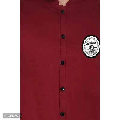 Stylish Maroon Cotton Blend Short Sleeves Regular Fit Casual Shirt For Men-thumb4