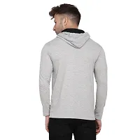 Stylish Silver Cotton Blend Solid Long Sleeves Hoodies For Men-thumb1