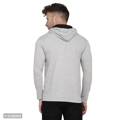 Stylish Silver Cotton Blend Solid Long Sleeves Hoodies For Men-thumb2