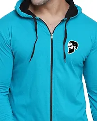 Stylish Cotton Blend Turquoise Solid Tees For Men-thumb3