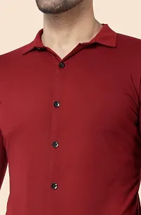 Stylish Maroon Cotton Blend Long Sleeves Regular Fit Casual Shirt For Men-thumb4