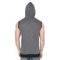 Stylish Cotton Blend Grey Solid Tees For Men-thumb1