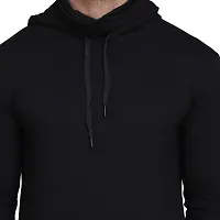 Stylish Black Cotton Blend Solid Long Sleeves Hoodies For Men-thumb4