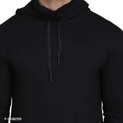 Stylish Black Cotton Blend Solid Long Sleeves Hoodies For Men-thumb5