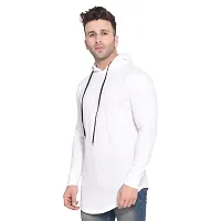 Stylish White Cotton Blend Solid Long Sleeves Hoodies For Men-thumb2