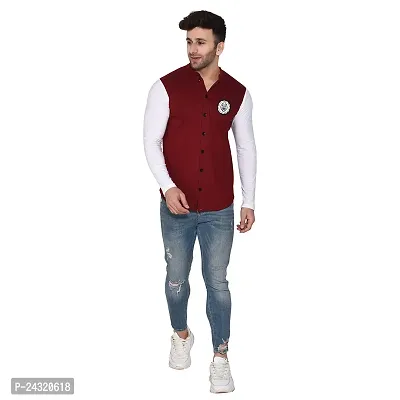 Stylish Maroon Cotton Blend Long Sleeves Regular Fit Casual Shirt For Men-thumb4