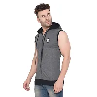 Stylish Cotton Blend Grey Solid Tees For Men-thumb2