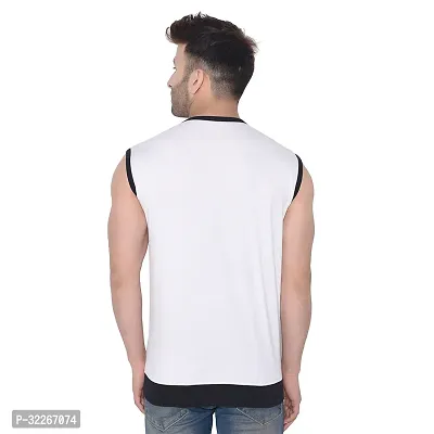 Stylish Cotton Blend White Solid Tees For Men-thumb2