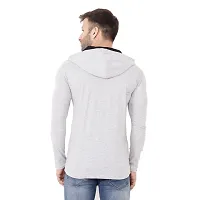 Trendy Silver Cotton Blend Solid Hoodies For Men-thumb1