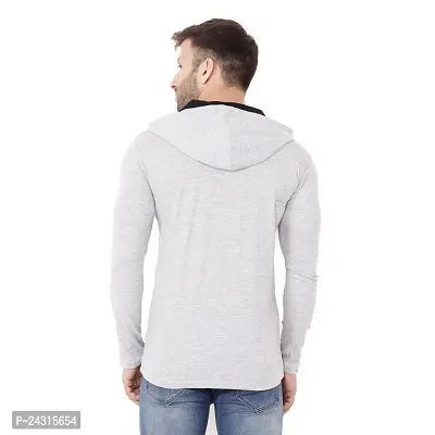 Trendy Silver Cotton Blend Solid Hoodies For Men-thumb2