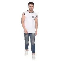 Stylish Cotton Blend White Solid Tees For Men-thumb3