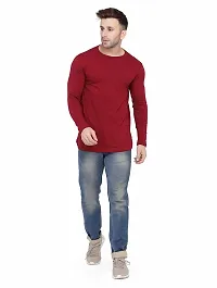 Stylish Cotton Blend Maroon Solid Tees For Men-thumb4