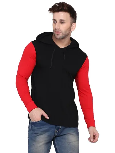 Stylish Blend Solid Long Sleeves Hoodies For Men