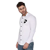 Stylish White Cotton Blend Long Sleeves Regular Fit Casual Shirt For Men-thumb2