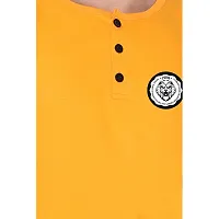 Stylish Yellow Cotton Blend Sleeveless Solid T-Shirt For Men-thumb4