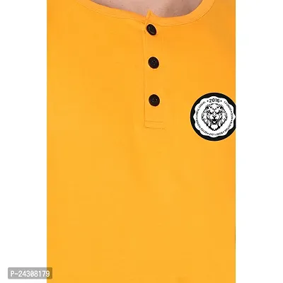 Stylish Yellow Cotton Blend Sleeveless Solid T-Shirt For Men-thumb5