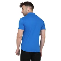 Stylish Blue Cotton Blend Solid Short Sleeves Shirt For Men-thumb1