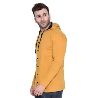 Stylish Golden Cotton Blend Solid Long Sleeves Hoodies For Men-thumb1