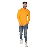 Stylish Yellow Cotton Blend Long Sleeves Solid T-Shirt For Men-thumb3