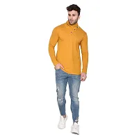 Stylish Golden Cotton Blend Long Sleeves Solid T-Shirt For Men-thumb3