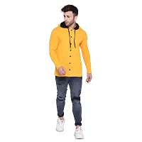 Stylish Yellow Cotton Blend Solid Long Sleeves Hoodies For Men-thumb2