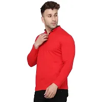 Stylish Red Cotton Blend Long Sleeves Solid T-Shirt For Men-thumb2