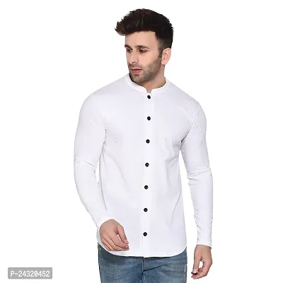 Stylish White Cotton Blend Long Sleeves Regular Fit Casual Shirt For Men