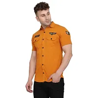 Stylish Mustard Cotton Blend Short Sleeves Regular Fit Casual Shirt For Men-thumb2