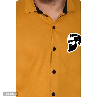 Stylish Golden Cotton Blend Long Sleeves Regular Fit Casual Shirt For Men-thumb5