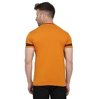 Stylish Golden Cotton Blend Short Sleeves Solid T-Shirt For Men-thumb1