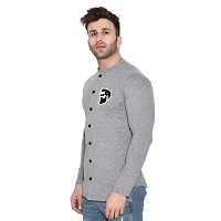 Stylish Silver Cotton Blend Long Sleeves Regular Fit Casual Shirt For Men-thumb2