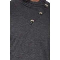 Stylish Grey Cotton Blend Long Sleeves Solid T-Shirt For Men-thumb4