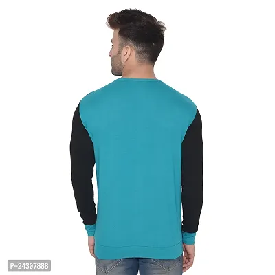 Stylish Multicoloured Cotton Blend Long Sleeves Solid T-Shirt For Men-thumb2