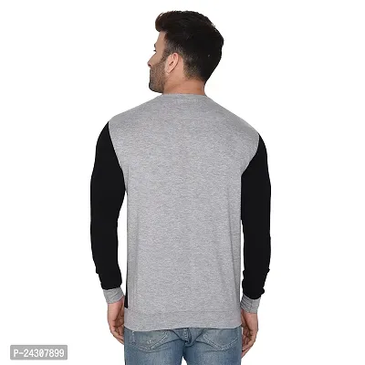 Stylish Multicoloured Cotton Blend Long Sleeves Solid T-Shirt For Men-thumb2