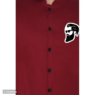 Stylish Maroon Cotton Blend Short Sleeves Regular Fit Casual Shirt For Men-thumb4