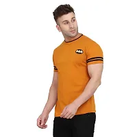 Stylish Golden Cotton Blend Short Sleeves Solid T-Shirt For Men-thumb2