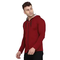 Stylish Maroon Cotton Blend Solid Long Sleeves Hoodies For Men-thumb2