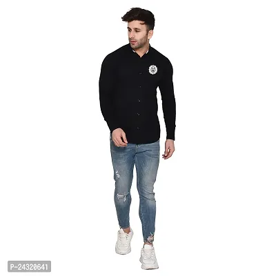 Stylish Black Cotton Blend Long Sleeves Regular Fit Casual Shirt For Men-thumb4