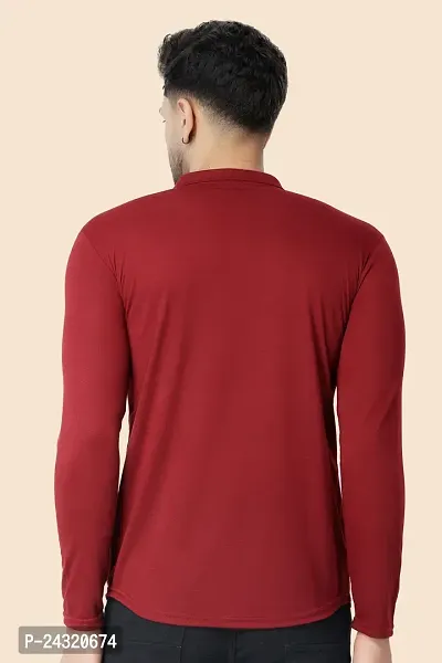 Stylish Maroon Cotton Blend Long Sleeves Regular Fit Casual Shirt For Men-thumb2