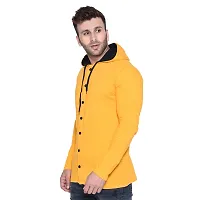 Stylish Yellow Cotton Blend Solid Long Sleeves Hoodies For Men-thumb1