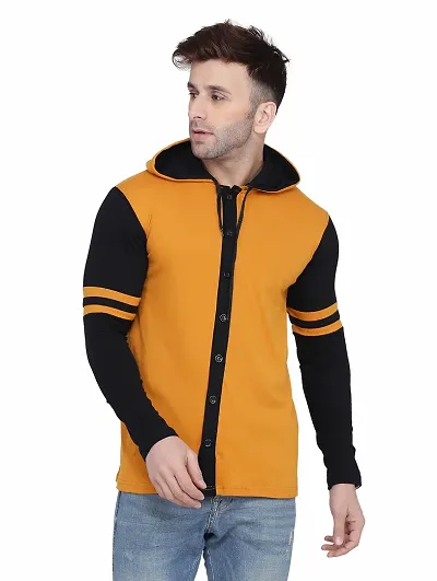 Stylish Blend Solid Long Sleeves Hoodies For Men