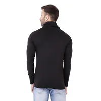 Stylish Black Cotton Blend Long Sleeves Solid T-Shirt For Men-thumb1