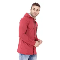 Stylish Maroon Cotton Blend Solid Long Sleeves Hoodies For Men-thumb2