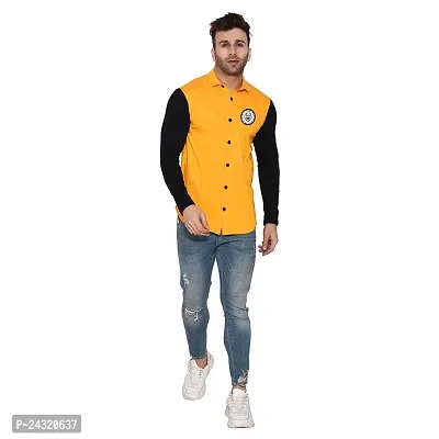 Stylish Yellow Cotton Blend Long Sleeves Regular Fit Casual Shirt For Men-thumb4