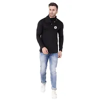 Stylish Black Cotton Blend Long Sleeves Solid T-Shirt For Men-thumb3