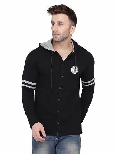 Stylish Blend Solid Long Sleeves Hoodies For Men