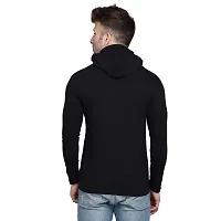 Stylish Black Cotton Blend Solid Long Sleeves Hoodies For Men-thumb1