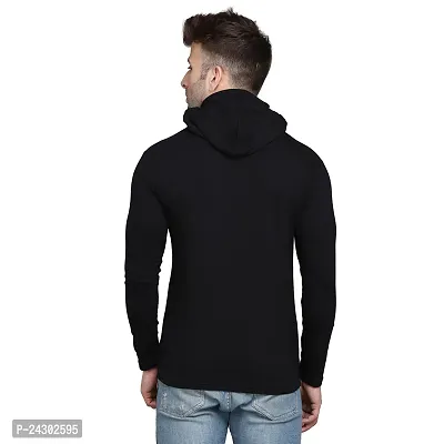 Stylish Black Cotton Blend Solid Long Sleeves Hoodies For Men-thumb2