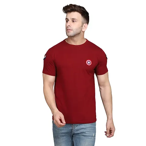 Stylish Blend Short Sleeves Solid T-Shirt For Men